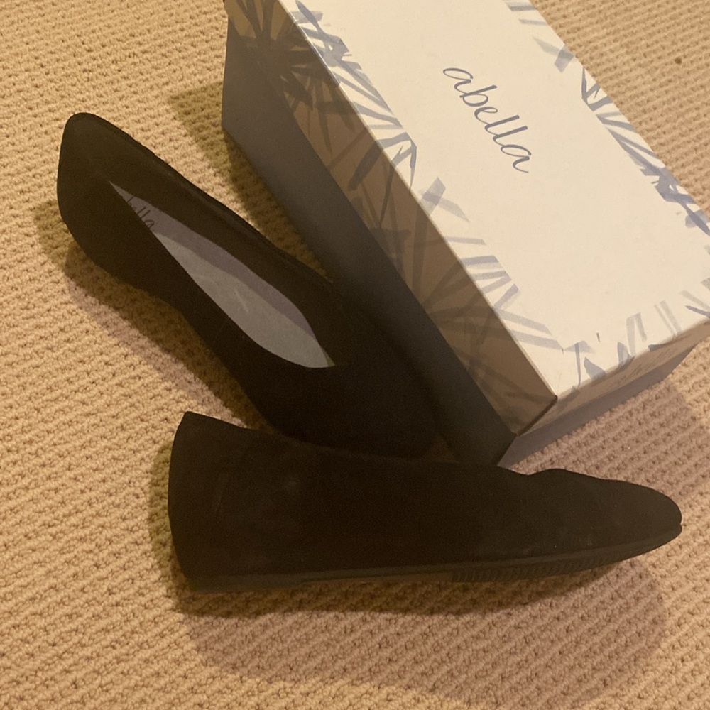 ABELLA black suede wedge heels